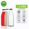 Glass Bottle 1000ml / 1 liter, Clear Transparent with Air Tight Black Lid, (Pack of 6), Clear Quality, With Free Extra Cap - Image 4