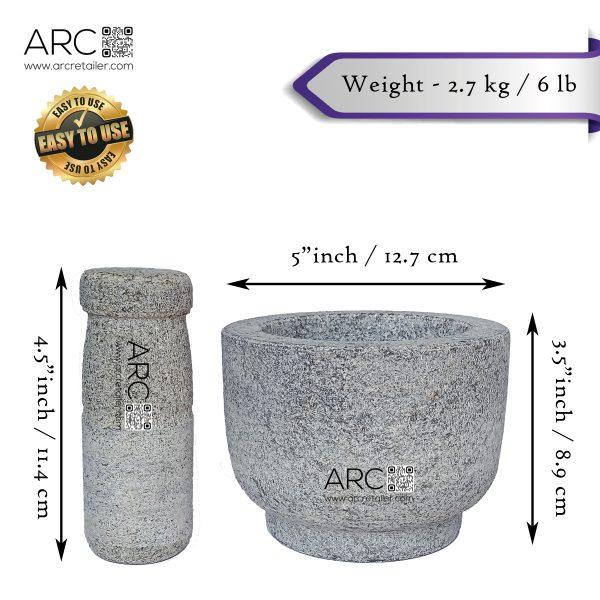 Granite mortar and pestle, Premium kitchen tools, Culinary grinding essentials, Stylish kitchen accessories, Rustic elegance in cooking.