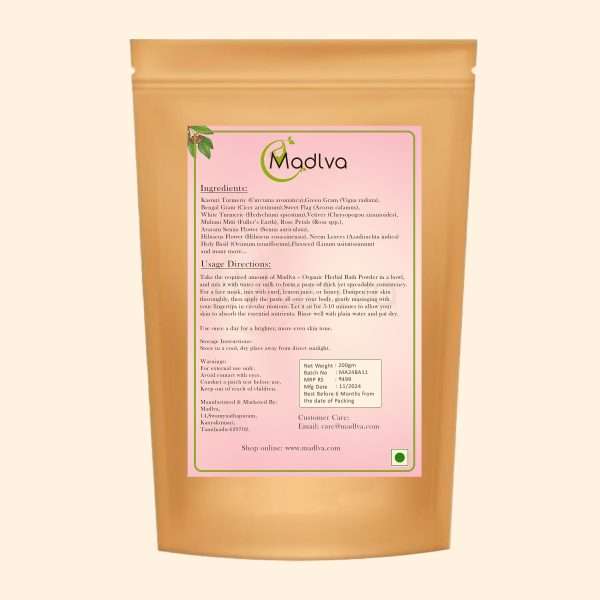 Madlva Herbal Face Mask Powder | Ubtan Powder | Nalungu Maavu | Herbal Bath Powder - 200g- 100 % Natural - Image 2