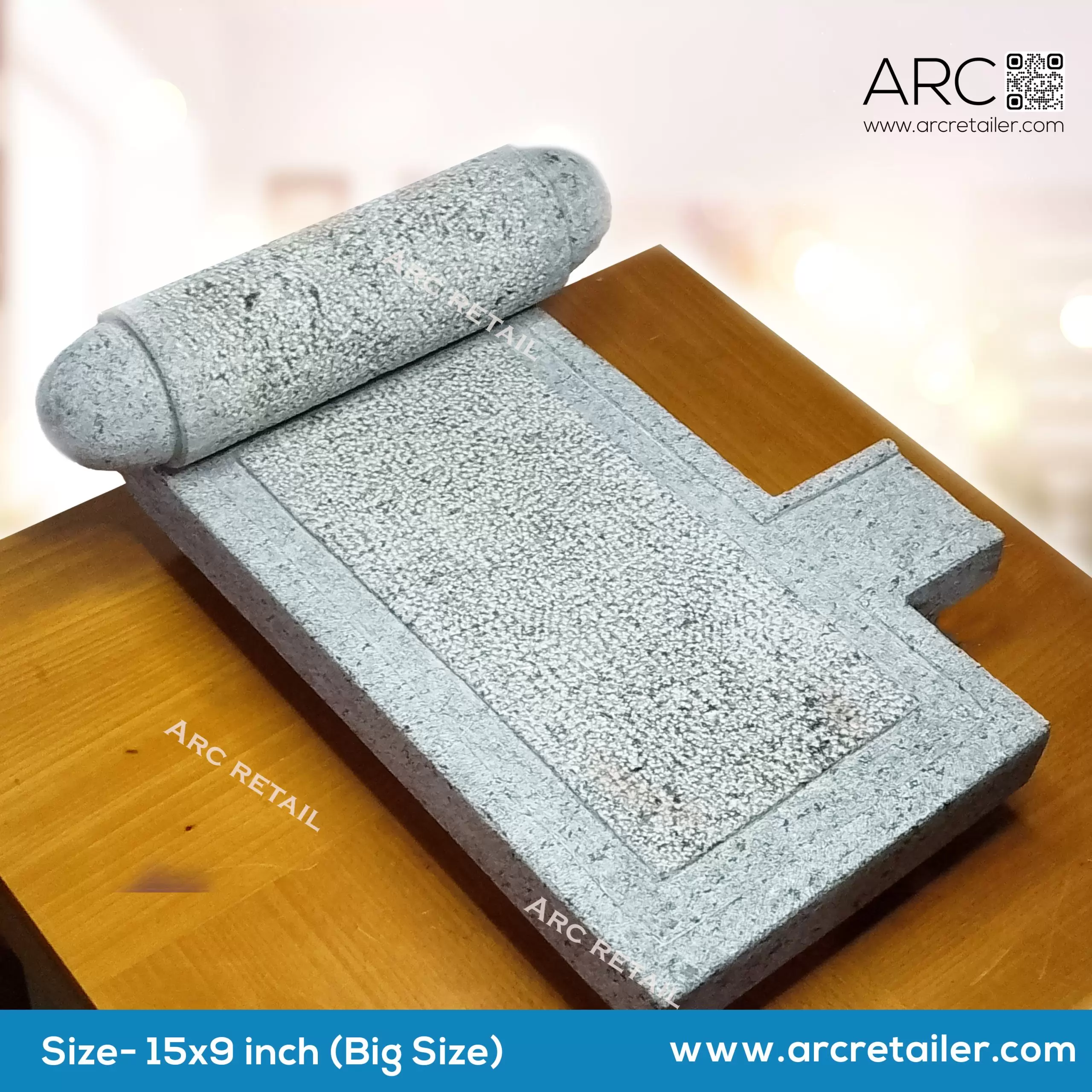 Best Stone Panavattam Mortar and Pestle - Pani Peeta / Aavudiyar Yoni Peeta - 15x10 Inches by Ovenaid | ARC Retail - Image 5