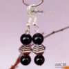 German Silver Black Ball Dangler Earrings