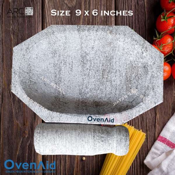 Best OvenAid Kalvam Mortar and Pestle Set - Stone Grinder for Ginger Garlic, Spice Crusher, Chutney Silbatta (9x6 Inch) - Image 3