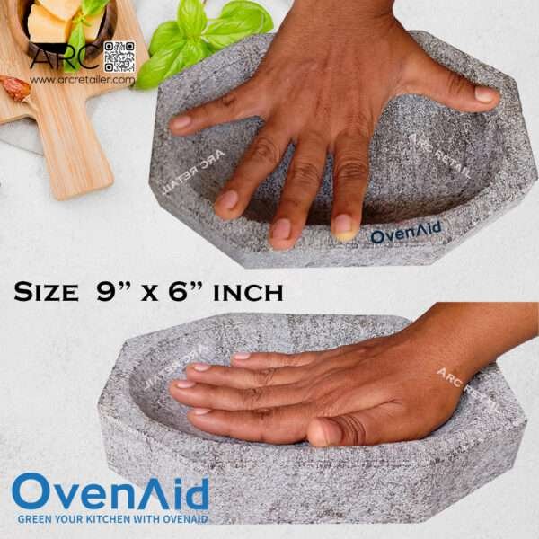Best OvenAid Kalvam Mortar and Pestle Set - Stone Grinder for Ginger Garlic, Spice Crusher, Chutney Silbatta (9x6 Inch) - Image 5