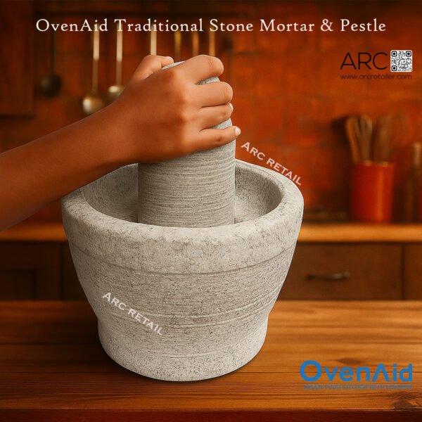 Best OvenAid Heavy Black Stone Mortar and Pestle – Traditional Attukal, Okhli & Khalbatta, Sil Batta, Grinder Stone for Spices & Chutney | 10 Inch Dia, - Image 4