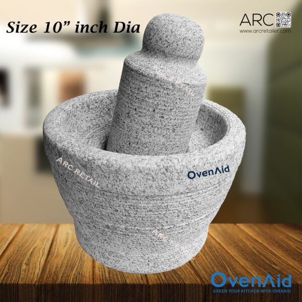 Heavy Black Stone Mortar and Pestle Attukal 10 Inch