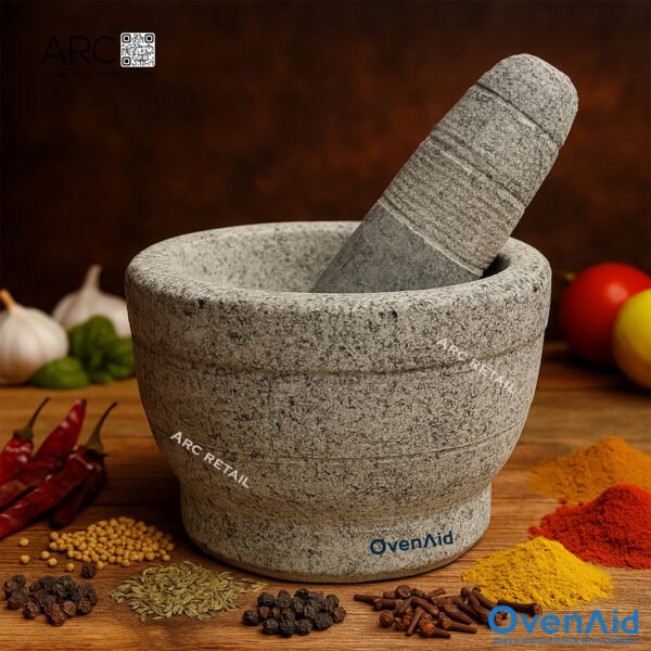 OvenAid Big Stone Mortar and Pestle 8 Inches | Imam Dasta, Khal Batta, Kundi Sota, Idi Kallu - Image 4