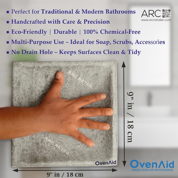 Premium Natural Stone Soap Holder – Handcrafted 9x9x2 inches Eco-Friendly- 100% Natural Stone. - Image 4