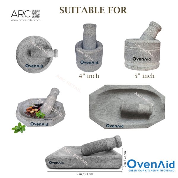 Premium Natural Stone Pestle – Heavy-Duty Hand Grinder for Kitchen, Spices & Herbs - OvenAid 100% Natural Stone - Image 2