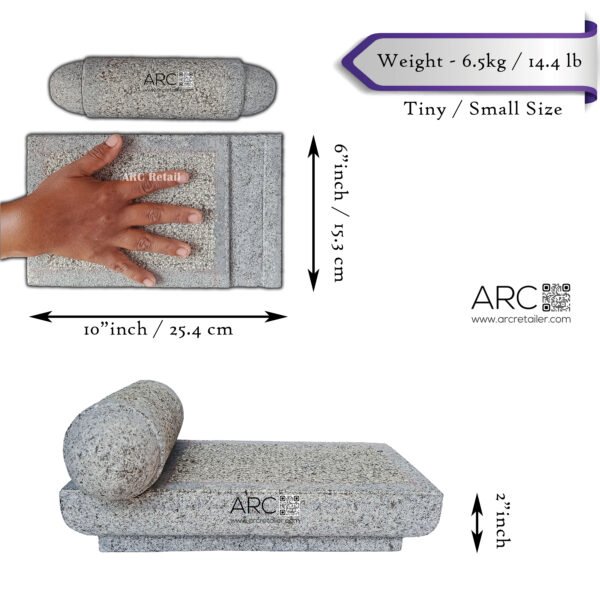 Best OvenAid Small Sil Batta | Best Mortar and Pestle Stone Grinder Ammikallu Okhli Masher – 10x6 Inch - Image 6