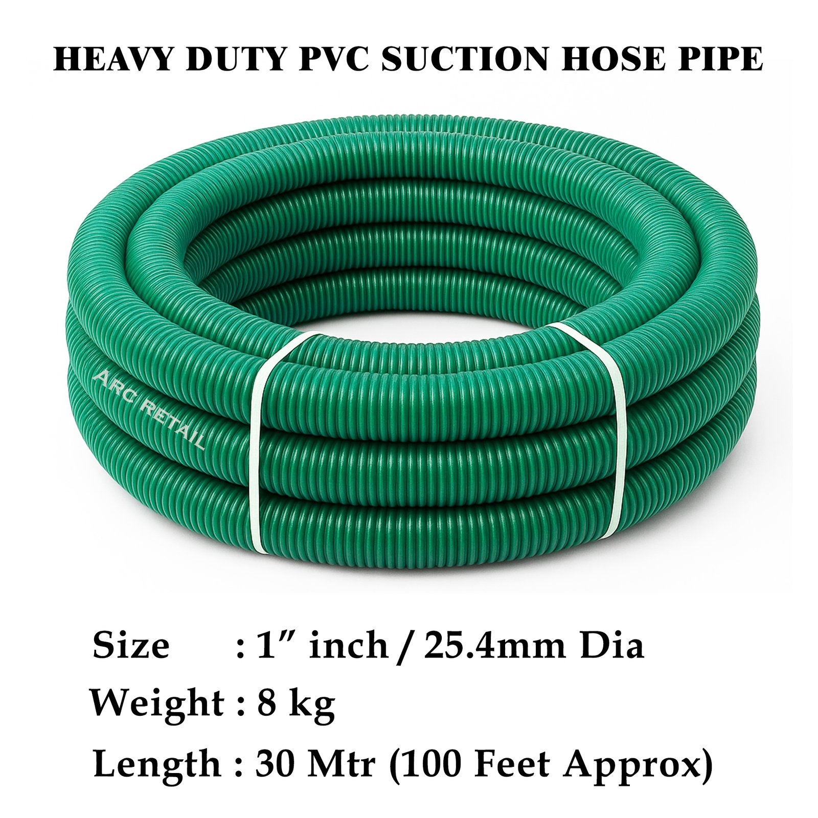 Best PVC Suction Hose 1 Inch Heavy Duty – 30 Meter (Approx 100 Feet) | ARC Retail 2 Best PVC Suction Hose 1 Inch Heavy Duty – 30 Meter (Approx 100 Feet) | ARC Retail - Image 2
